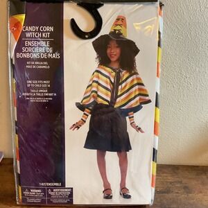 New Girls Candy Corn Witch Kit Halloween‎ Costume Child One Size Fits Up To 14